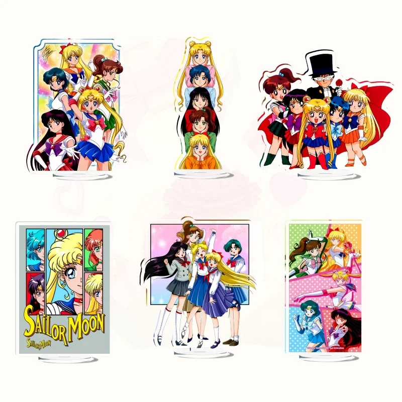 

Sailor Moon Pretty Guardian Anime Stand Model Plate Decoration Desk Figure Display Friends Gift Cartoon Q Version Cartoon Cute