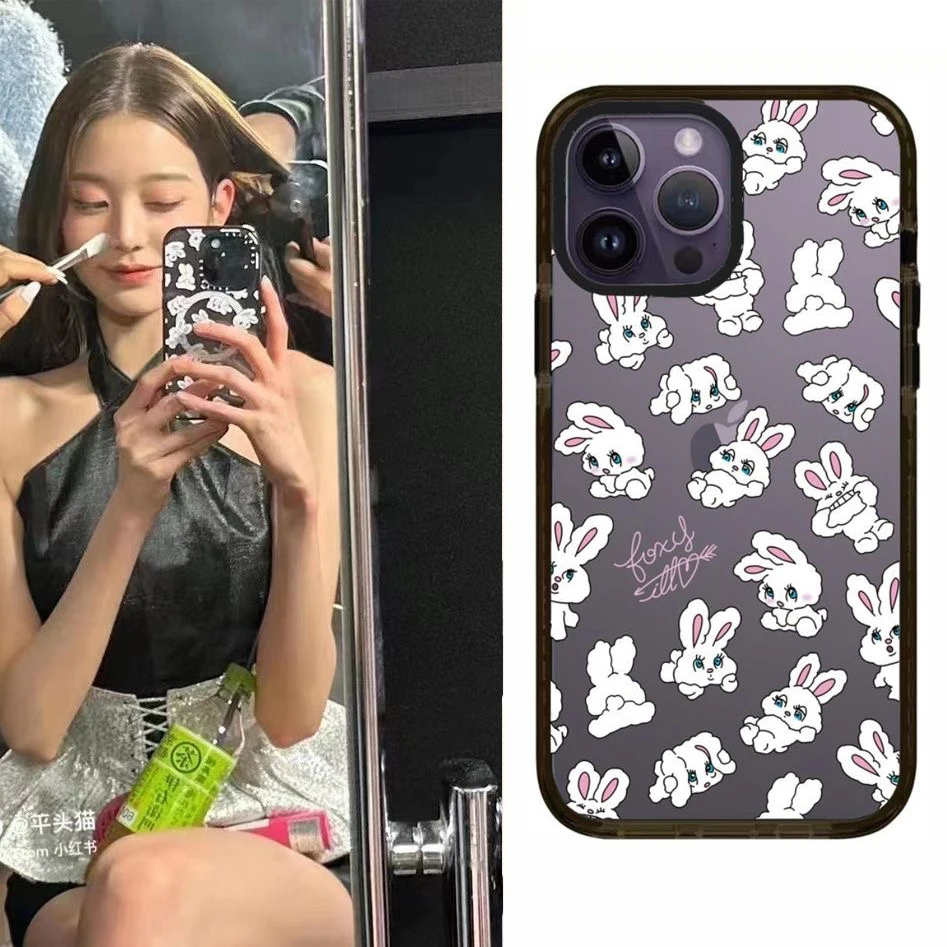 

Cute Rabbit Mirror Acrylic Phone Case Cover for iPhone 11 12 13 14 15 Pro Max Case