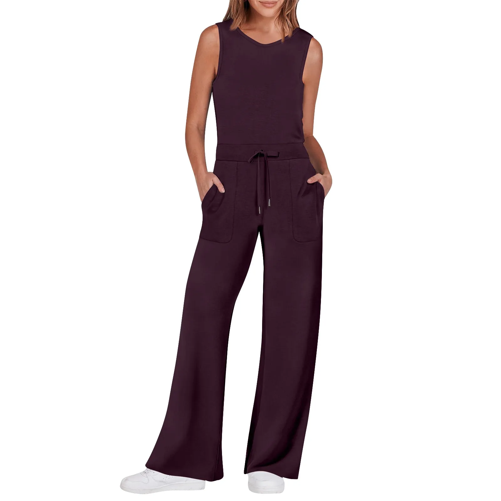 Women\'s Casual Versatile Sleeveless Solid Color Commuting Straight Tube Jumpsuit Jumpsuits for Women Jump Suit Womens Jumpsuit