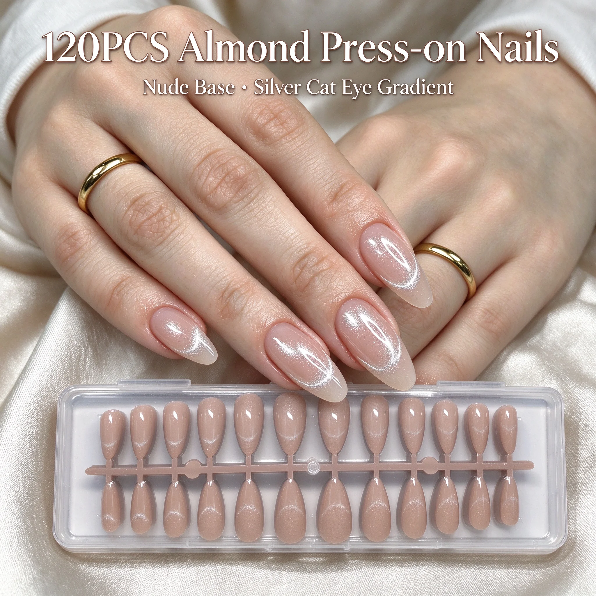 120Pcs Medium Square Nude Glitter Press On Nails. Upgrade your manicure with elegant, detachable false nails. Ideal gift