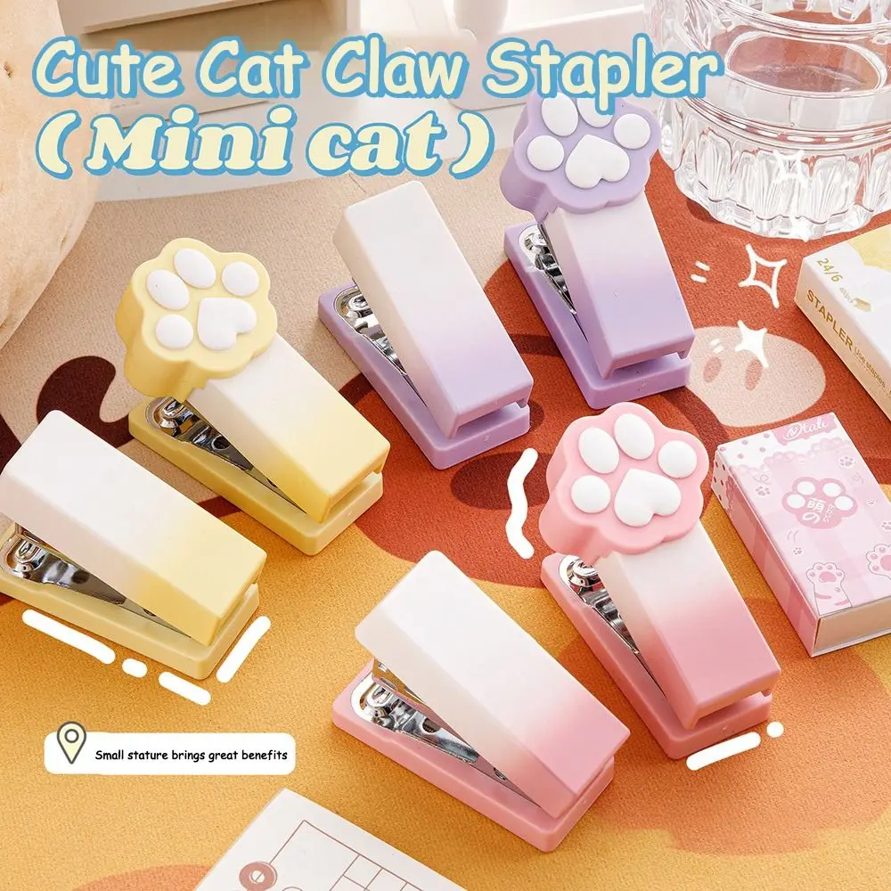 

Durable Gradient Cat Claw Mini Stapler with Staples Multifunctional Paper Binder Stapler Set Office School