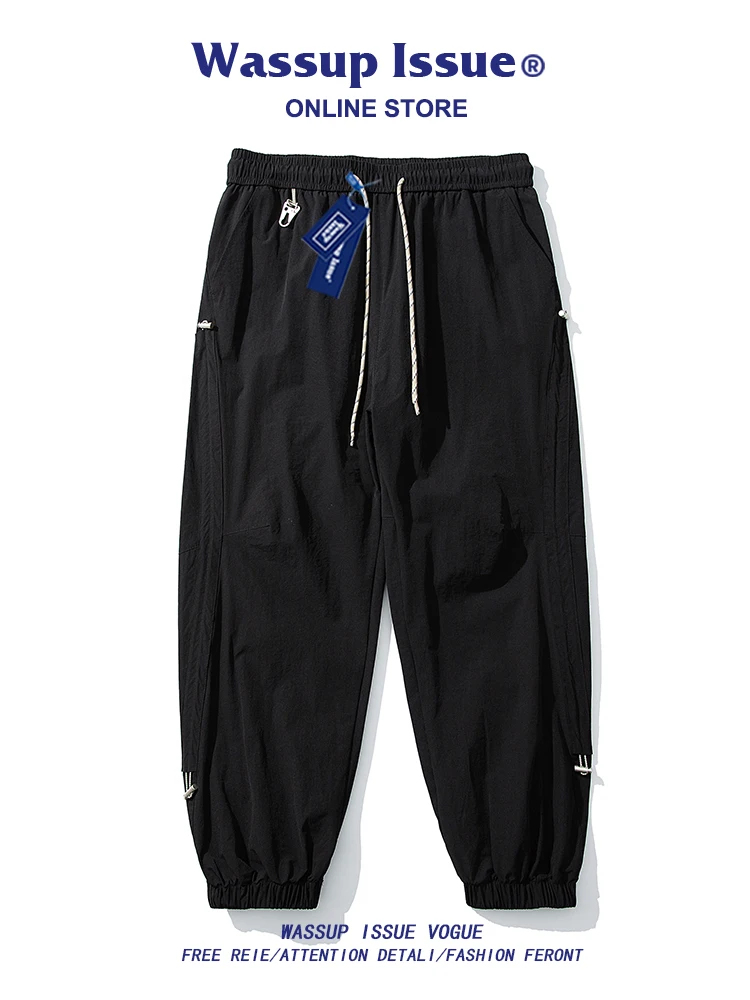 

WASSUP ISSUE American Retro Men's Summer Thin Straight Leg Pants Anti-Uv Casual Trousers Lightweight Wear Resistant