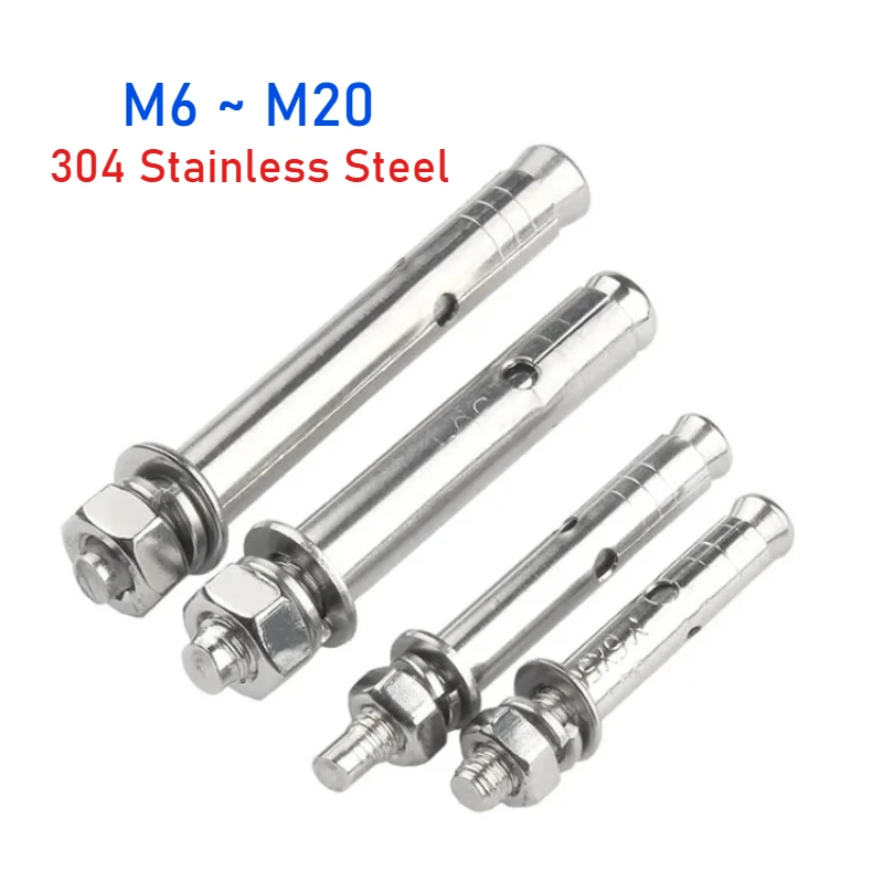 M6~M20 304 Stainless Steel Expansion Screws Wedge Anchors Screw Bolt Sleeve Anchor for Cement Concrete Accessories