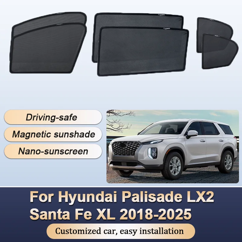 

Sun Shades For Hyundai Palisade LX2 Santa Fe XL 2018 2019-2025 Sunshades Magnetic Heat insulation Window Visor Car Accessories