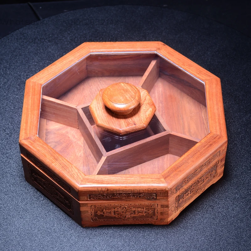 rosewood solid wood fruit plate living room grid with lid mahogany snack box