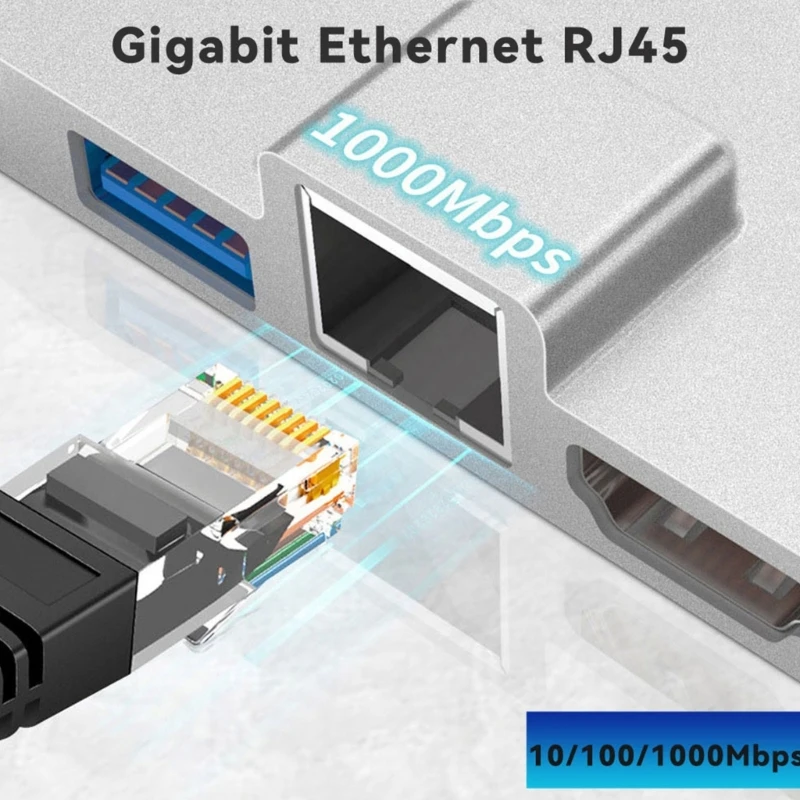 HUB Dock Station Splitter Type-C RJ45 1000mbps PD 100W for Surface 8 9 X