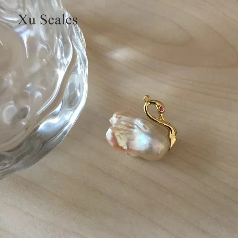 اليدوية Swan بها بنفسك سوان شكل قلادة المياه العذبة الطبيعية الباروك اللؤلؤ S925 فضة موضة شخصية فريدة للمرأة هدية