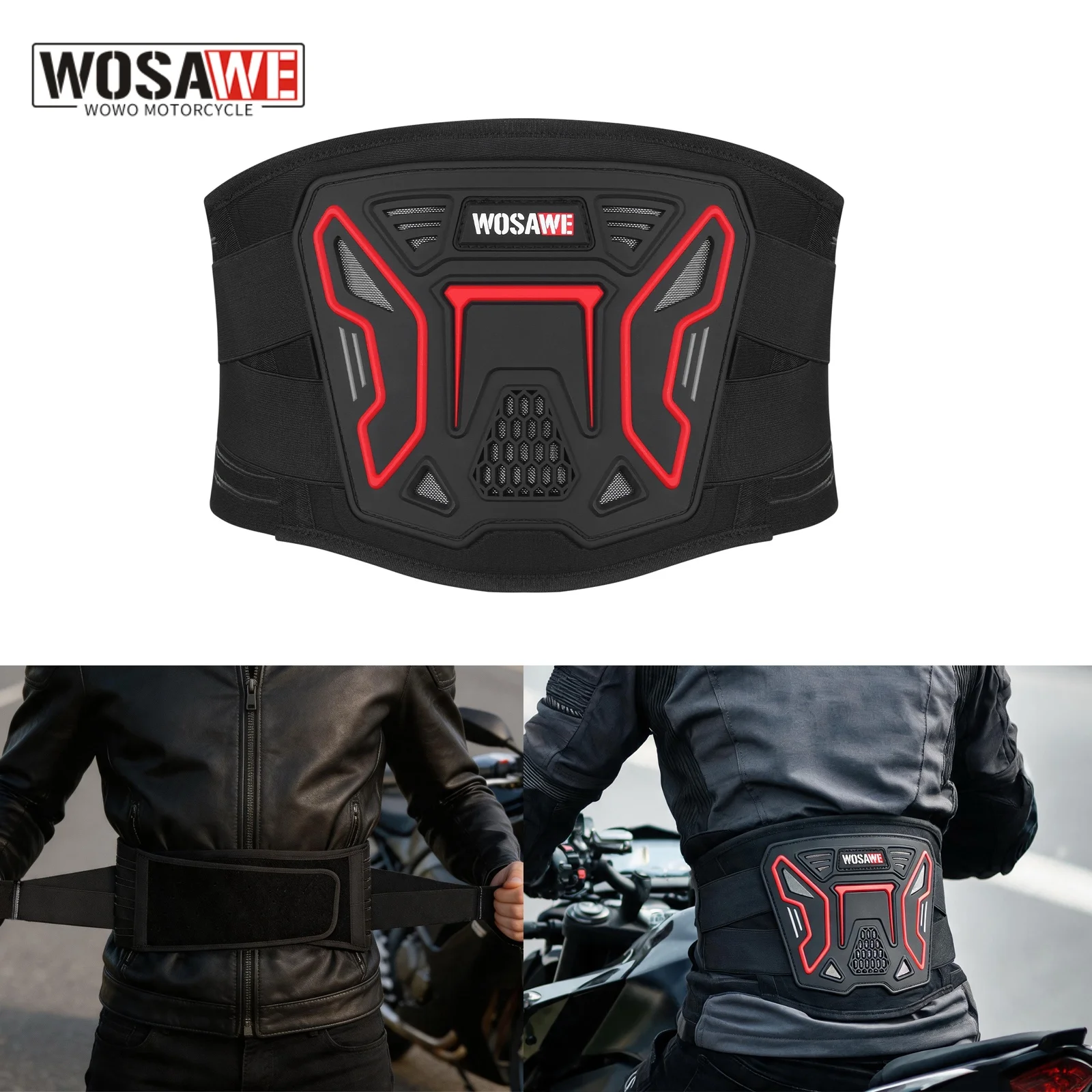WOSAWE Adjustable Motorcycle Waist Support Belt Breathable Kidney Belt for Biker Touring Cycling Sport Support Unisex