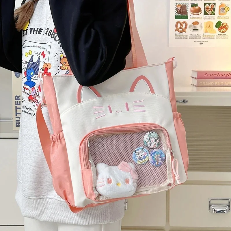 JK Anime Cat Itabag Y2K Tied Bag Shoulder Cross Body Double Shoulder Leisure Backpack Animation Valley Large Appetite Itabag New