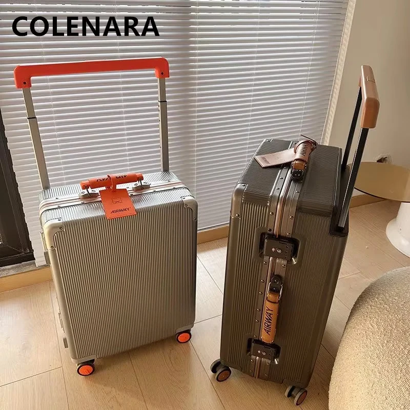 COLENARA ABS+PC Luggage Aluminum Frame Boarding Box Large Capacity Trolley Case 20