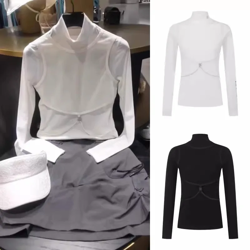 

Golf Women's Elastic Versatile Slim Skinny Lace Top Light Cold Sunscreen Long Sleeve Bottom Shirt