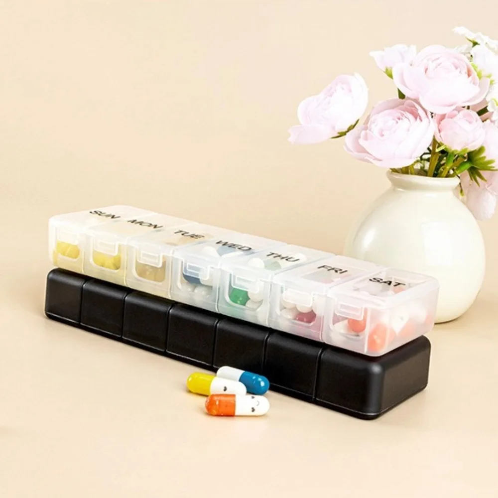 Neue Hochwertige Tragbare Reise-Pillendose mit 7 Fächern für 7 Tage, Organizer zur Aufbewahrung von Vitaminen, Medikamenten und Fischölen