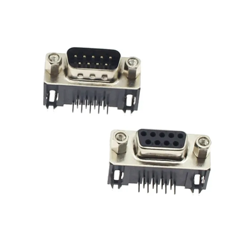 5PCS DR9 Female Male Pcb Mount Serial Port Connector Right Angle D-Sub RS232 COM Connectors 9pin Socket 9P Adapter For PCB Board