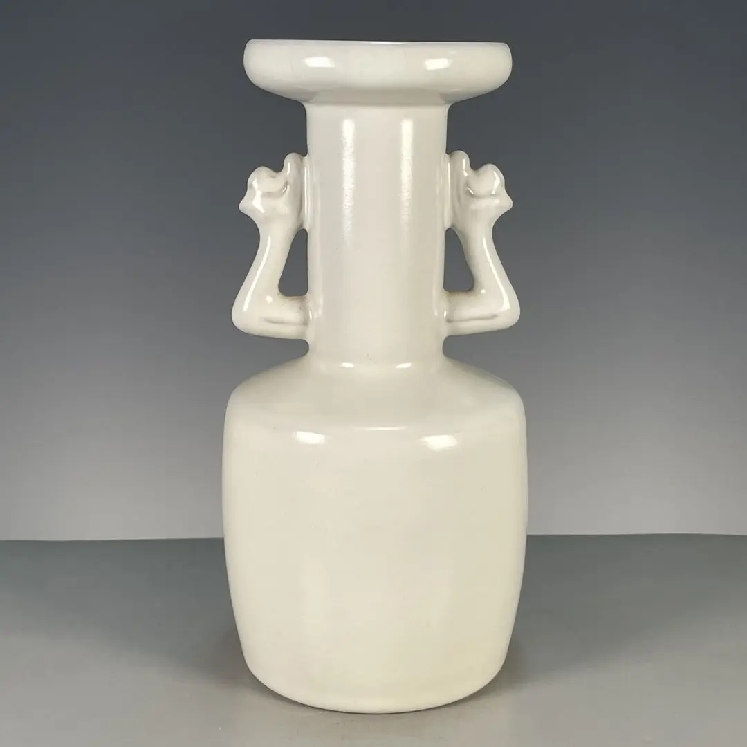 Ru Ware Double-Eared Appreciation Vase, Porcelain Decor Ornament