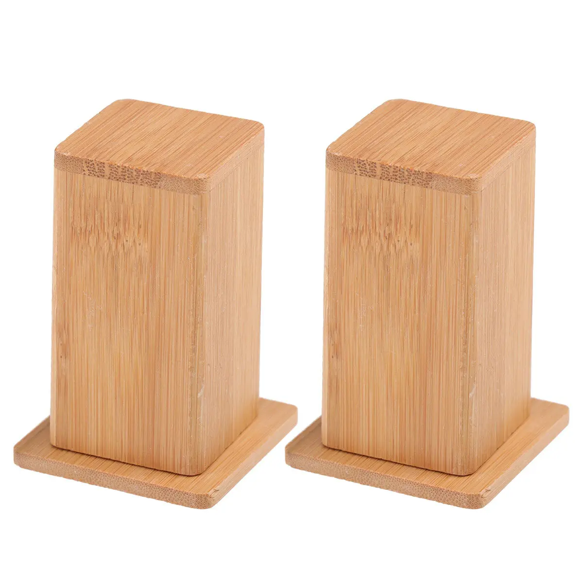 2Pcs Bamboo Toothpick Carrier with Smile Carving Hand-Polished Wood Tableware Decor for Dining Table Home Restaurant