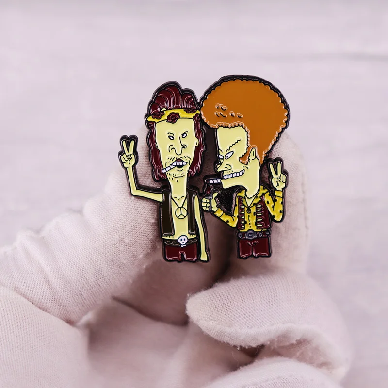 Smoking Beavis N Butthead Enamel Pin Funny Cartoon TV Series Badge Backpack Decoration Jewelry view 4