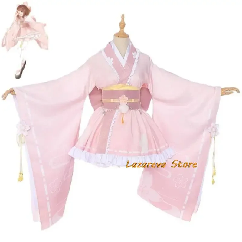 Anime Uraraka Ochaco My Hero Academy Boku No Cosplay Costume Wig Kimono Lovely Pink Lolita Dress Hallowen Carnival Party Suit