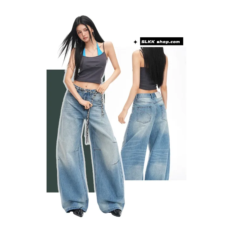 

Женские джинсы с французской вышивкой, весна-лето, с эффектом потертости, средней/высокой посадкой, больших размеров, широкие штанины, из денима, комфортные для пышных форм.