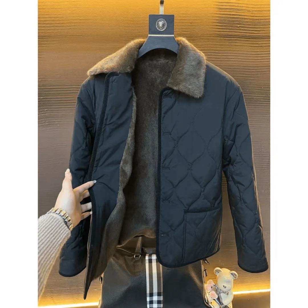 

Мужской модный джет на подкладке, новинка зимы 2025, повседневный лоскутный воротник, универсальное полиэфирное волокно для отдыха