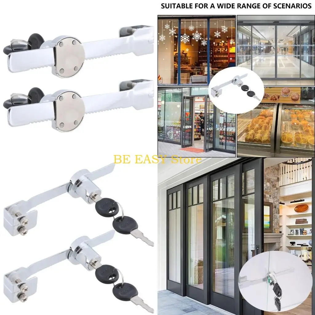 

E28F 2 шт. Замок из нержавеющей стали для стекла, замок для раздвижной стеклянной двери с трещоткой и ключом