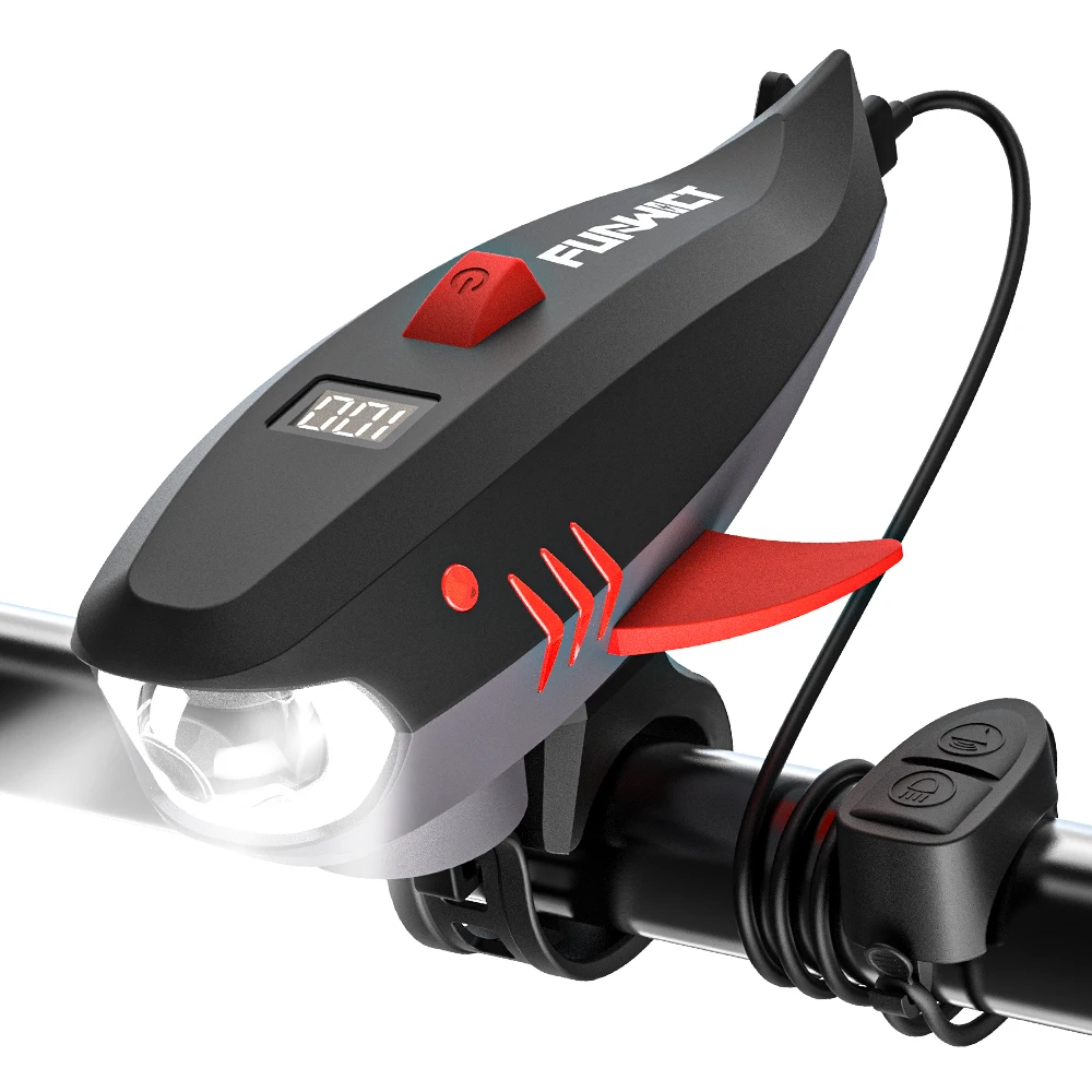 

2-in-1 Kids Bike Front Light Horn LED Waterproof Flashlight Bicycle Light Type-C Charging Road Bike Scooter Night Cycling Lamps