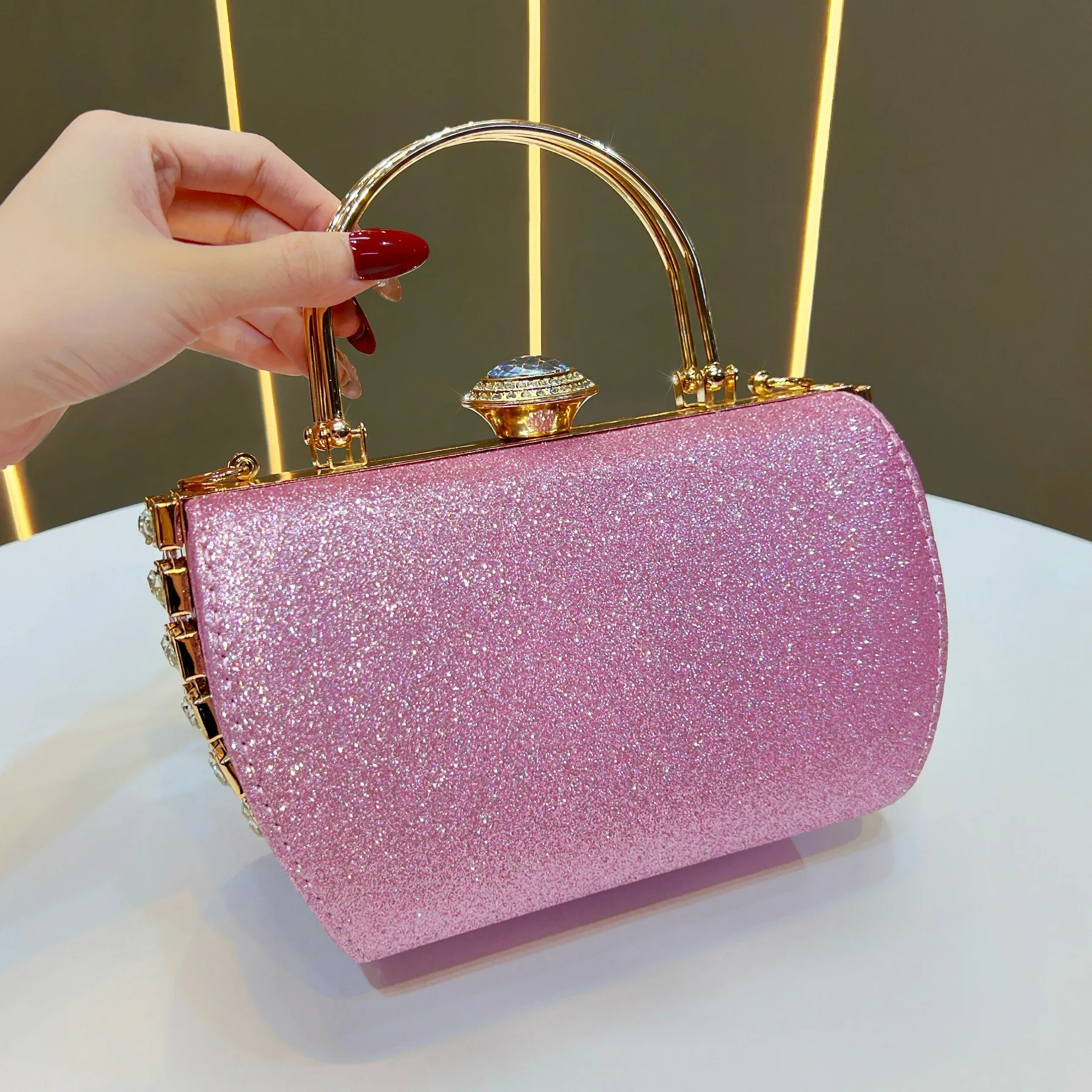 New celebrity shiny handbag diamond-encrusted light luxury handbag fashion dinner chain bag niche messenger women's bag
