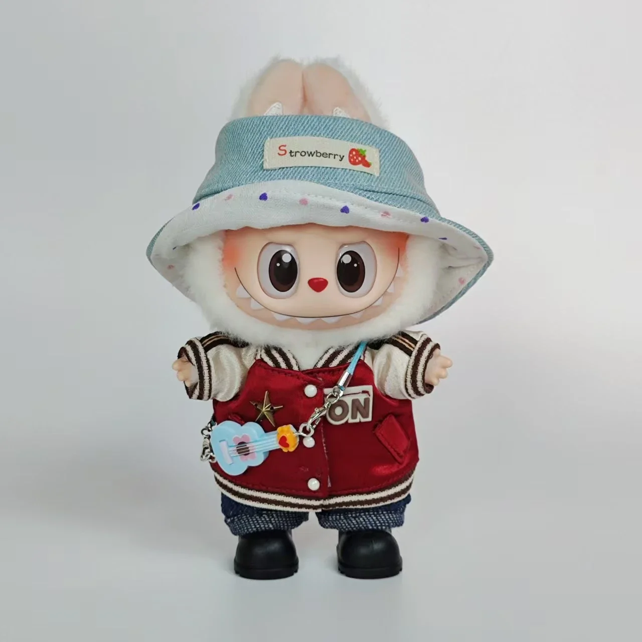 ملابس لملابس دمية لابوبو وإكسسوارات ملابس بيسبول جيرسي حمراء عصرية