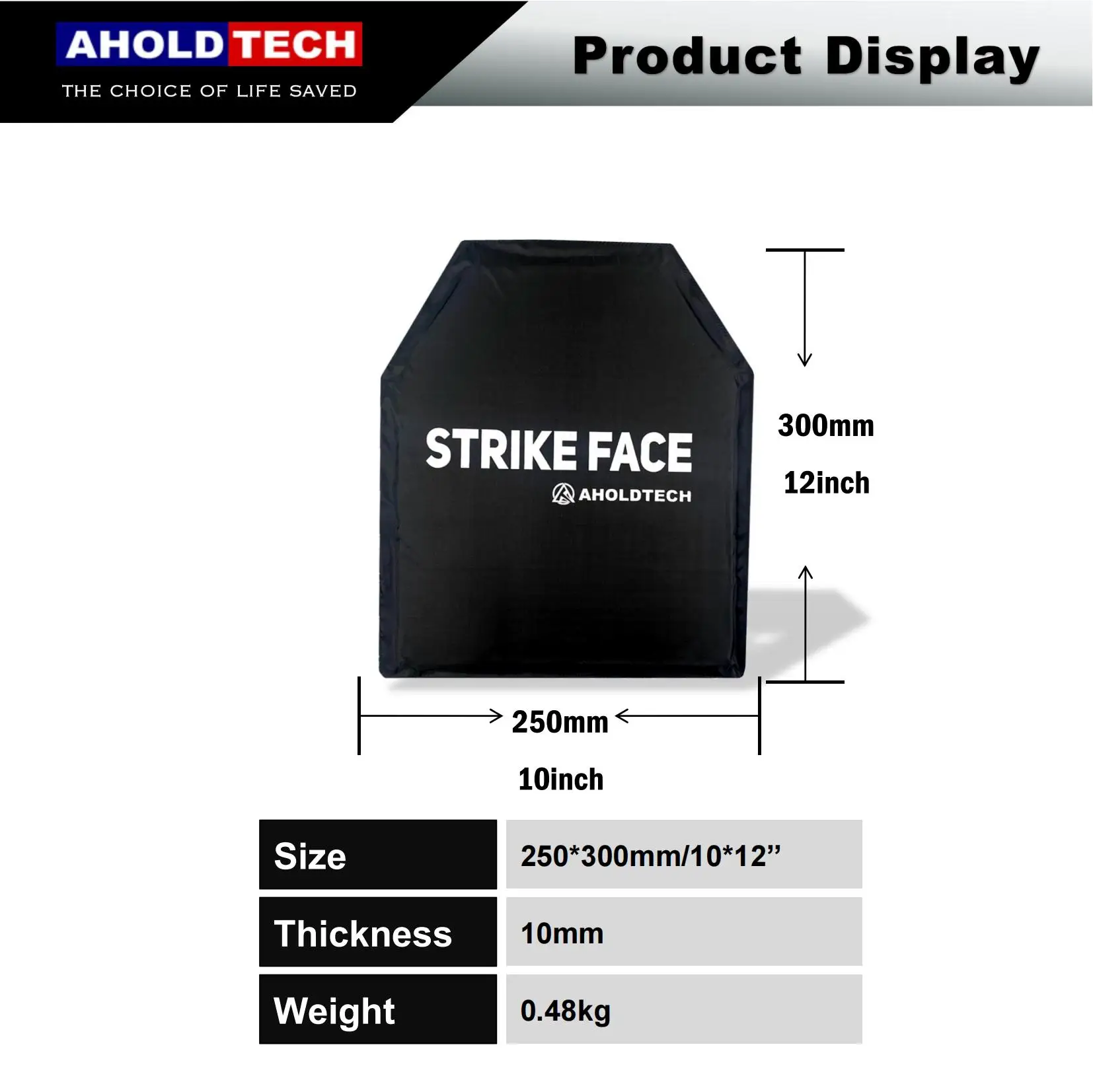 Aholdtech 10X12 Original ISO NIJ IIIA 3A Ultraleichte, weiche, harte Panzerplatte, kugelsichere Platte für Selbstverteidigung, Sicherheitsschutz