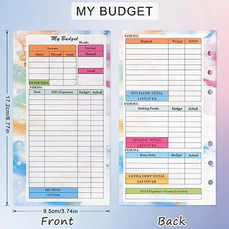 A6 Budget Planner ricarica 82 fogli mensile settimanale Planner blocco note 6 fori per A6 Binder Cover Save