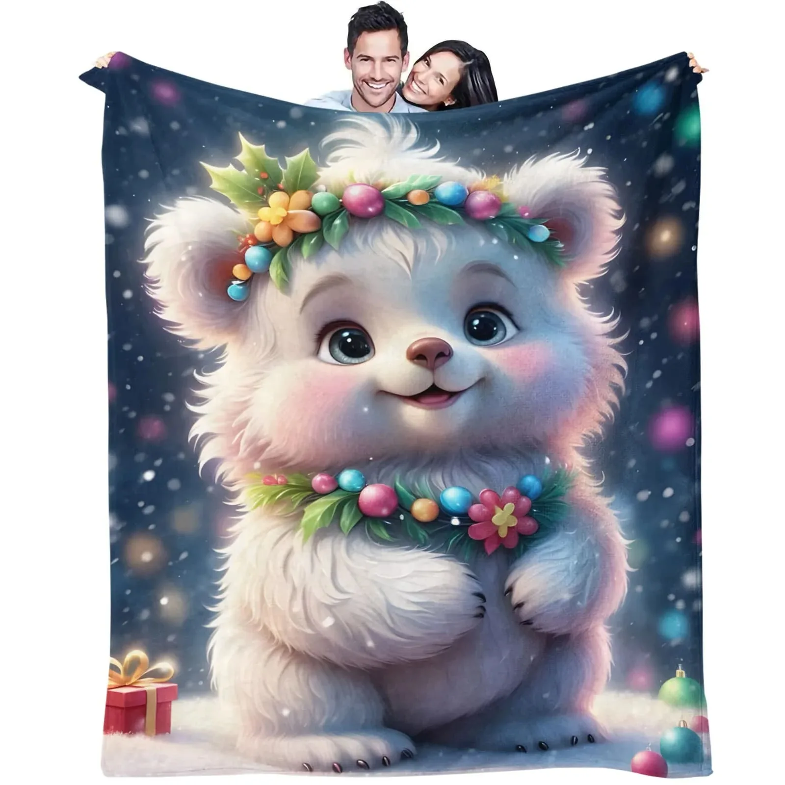 

Christmas Flannel Blanket Gingerbread Snowman Penguin Bedroom Throw Sofa Leisure Kids Decor Blanket Kids Couples Family Friends