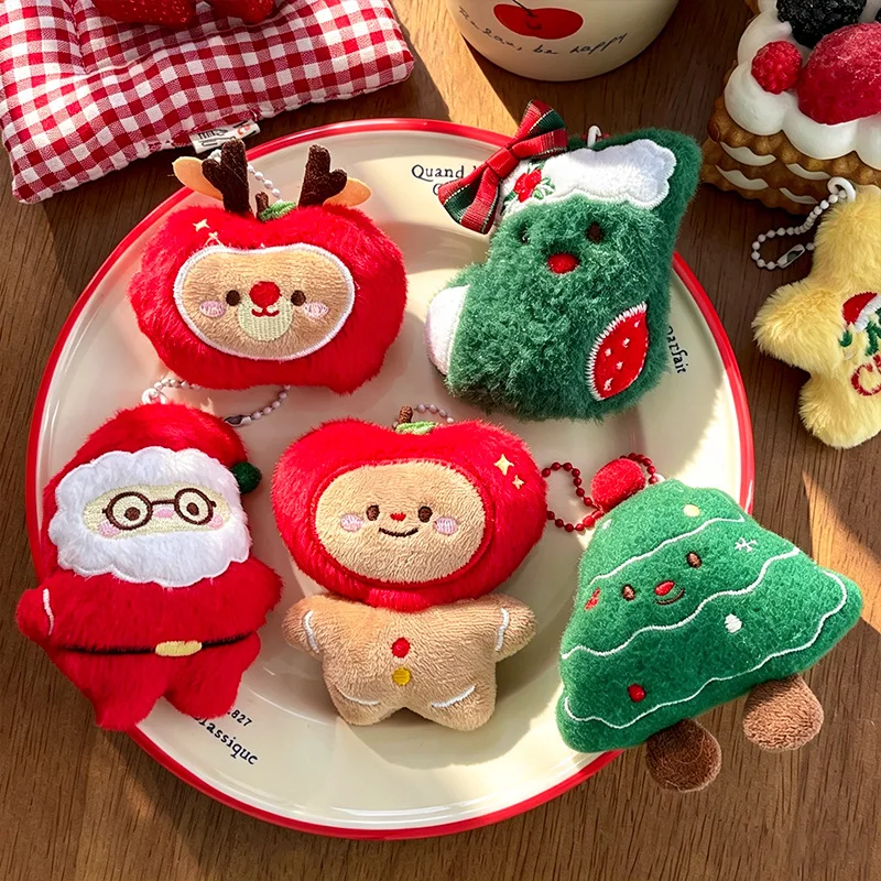 9pcs/Set Chrismas Plush Keychain Santa Claus Snowman Soft Cute Backpack Bag Pendant Chain Charms Keyrings Party Chrismas Gifts - view 3