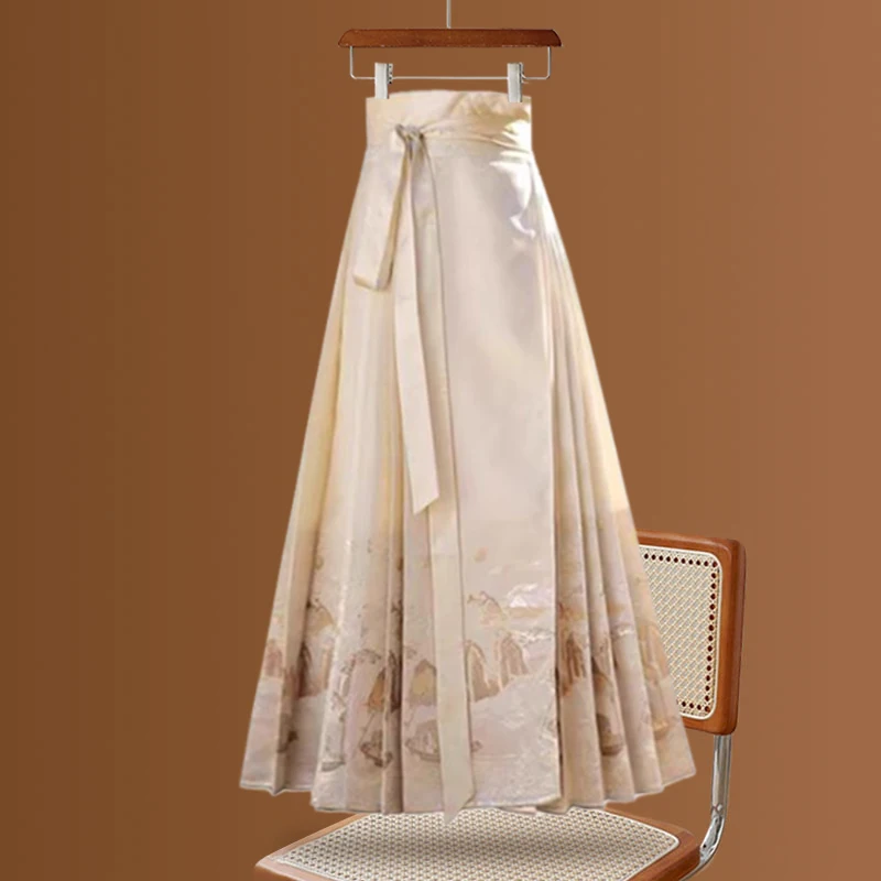 

Новая китайская юбка Sle f Ele Design Sensation, улучшенная юбка-миди Hanfu для похудения с мясным покрытием, полиэфирное волокно