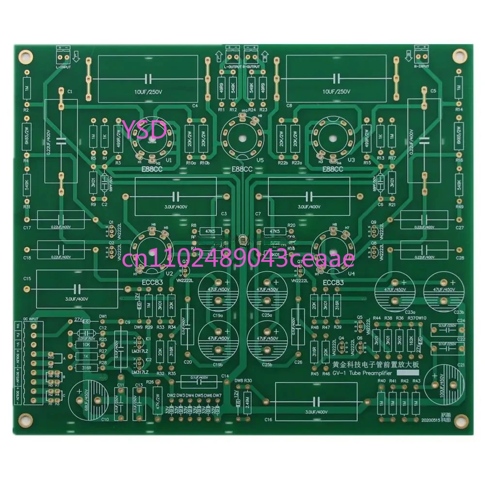 HiFi Stereo E88CC+12AX7 Tube Preamp Board PCB +PSU Bare PCB Refer CAT SL1 Circuit