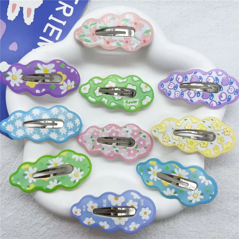 20Pcs/Lot Cartoon Cloud Style Children Hair Accessories Fashion Cute Wave Hair Clip Animal Print Cloud Hairpin Women Headdress