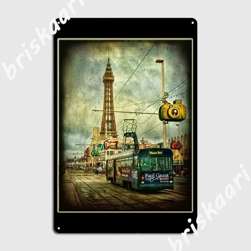 Blackpool Promenade And Tram Metallschild, Poster, Dekoration, Bar, Höhle, Wand, Pub, Blechschild, Poster