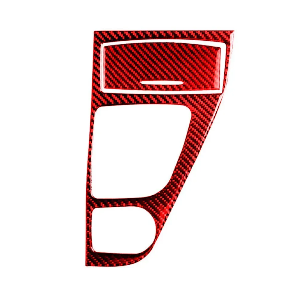 اكسسوارات السيارات الداخلية وحدة التحكم المفروشات والعتاد التحول 2 قطعة/المجموعة ألياف الكربون الجبهة الأحمر لإنفينيتي Q50/Q60 2014