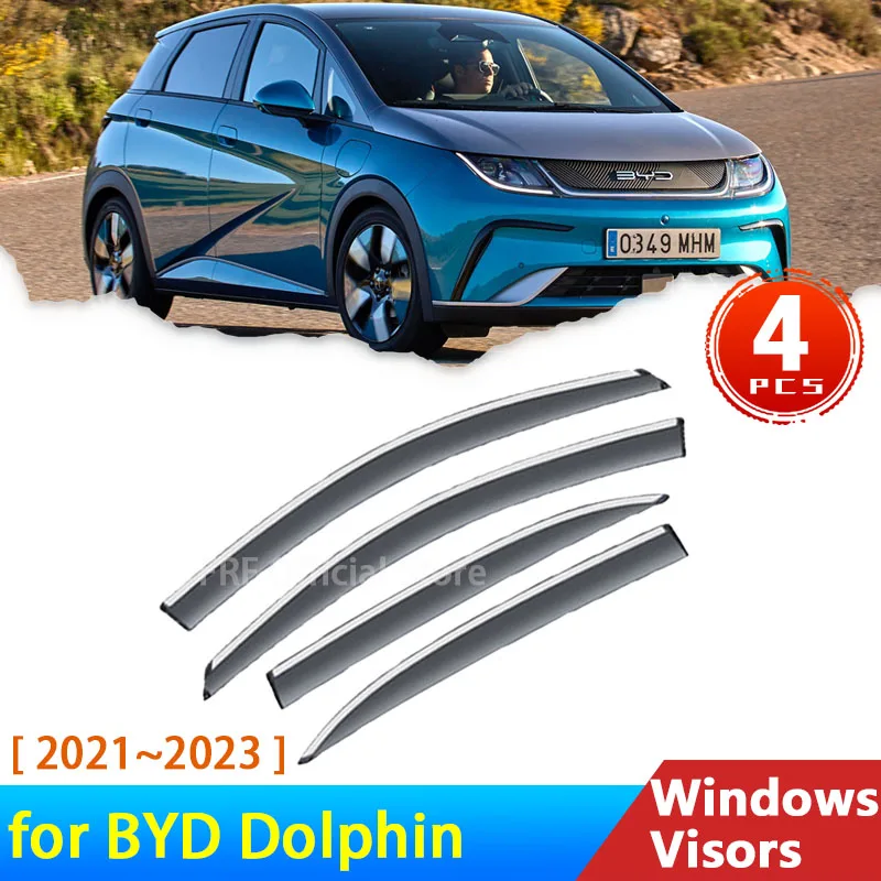 4X for BYD Dolphin 2021 2022 2023 Accessories Deflectors Car Windows Visors Sun Visor Rain Eyebrow Windshield Awning Trim Parts