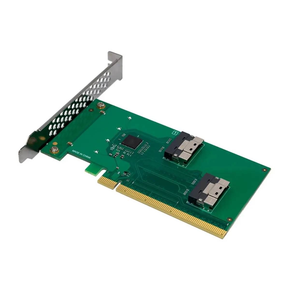 PCIE4.0 X16 to 2-Port SFF-8654 Extend Card PCIe 4.0 X16 to 2-Port SlimSAS SFF-8654 Server Adapter Card for Win10/11