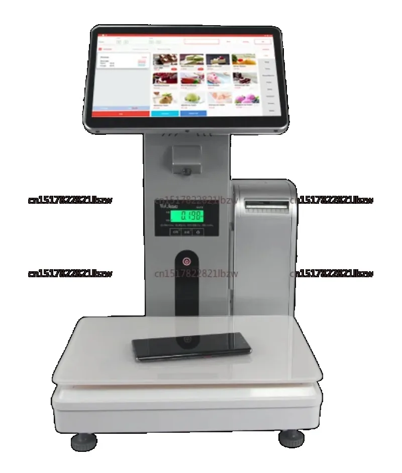 Supermarket POS Smart Touchscreen Weighing Scale with AI Recognition Barcode/Thermal Printer PC