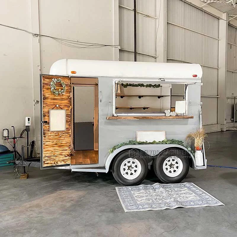 Belyoo New Design Food Trailer Mobile Bar Cart Street Food Truck Horse Box Trailer Ice Cream Cart Coffee Carts - view 4