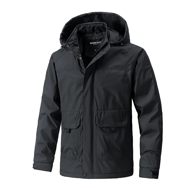 

Outdoor Men's Casual Hooded Jaet Autumn Winter Men's Long Sve Zipper Closure Color Blo Sle Comfortable Fit Coat