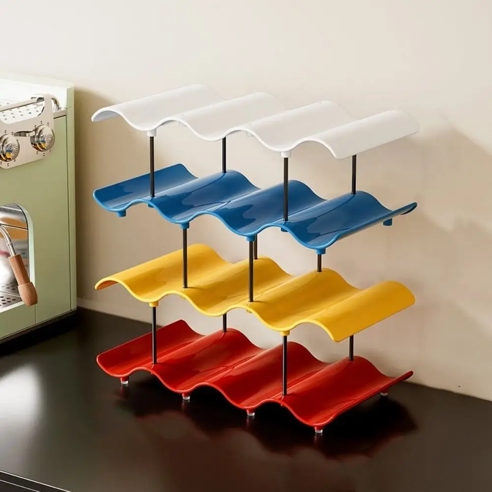 

2/3/4 Layers Wavy Multi-layer Finishing Rack Large Capacity Anti-Fall Water Cup Holder Plastic Saving Space
