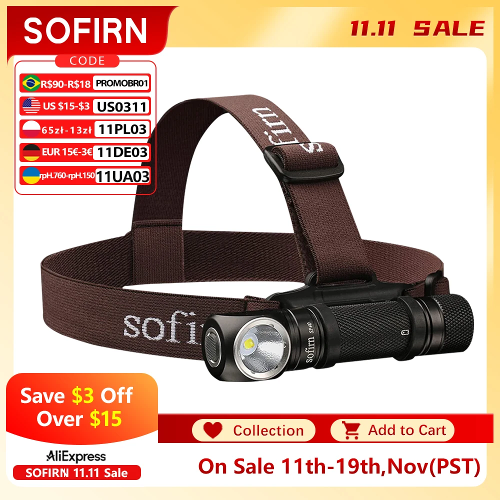 SP40 LED Headlamp 1200lm Waterproof