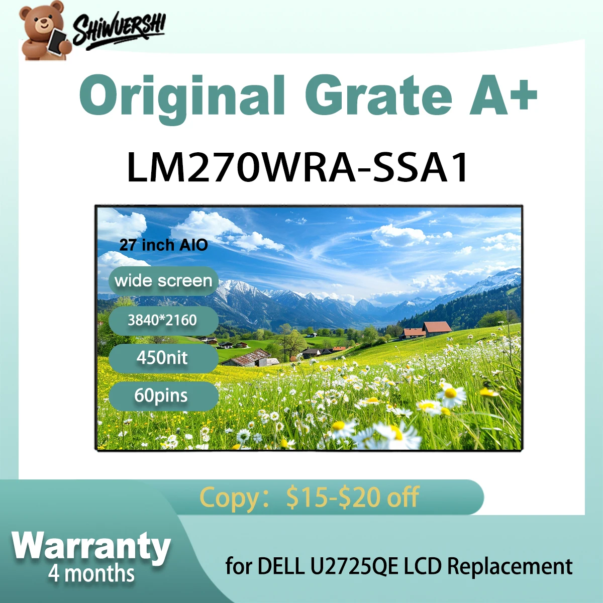 

27 "Новый оригинальный ЖК-экран LM270WRA SSA1 LM270WRA(SS)(A1) LM270WRA-SSA1 IPS UHD 3840*2160 Подходит для Dell U2725QE
