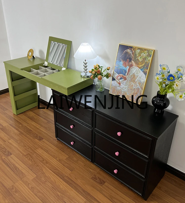 Modern Solid Wood Dresser Bedroom American Art Tailstock Storage Cabinet Makeup Table Corner Desk