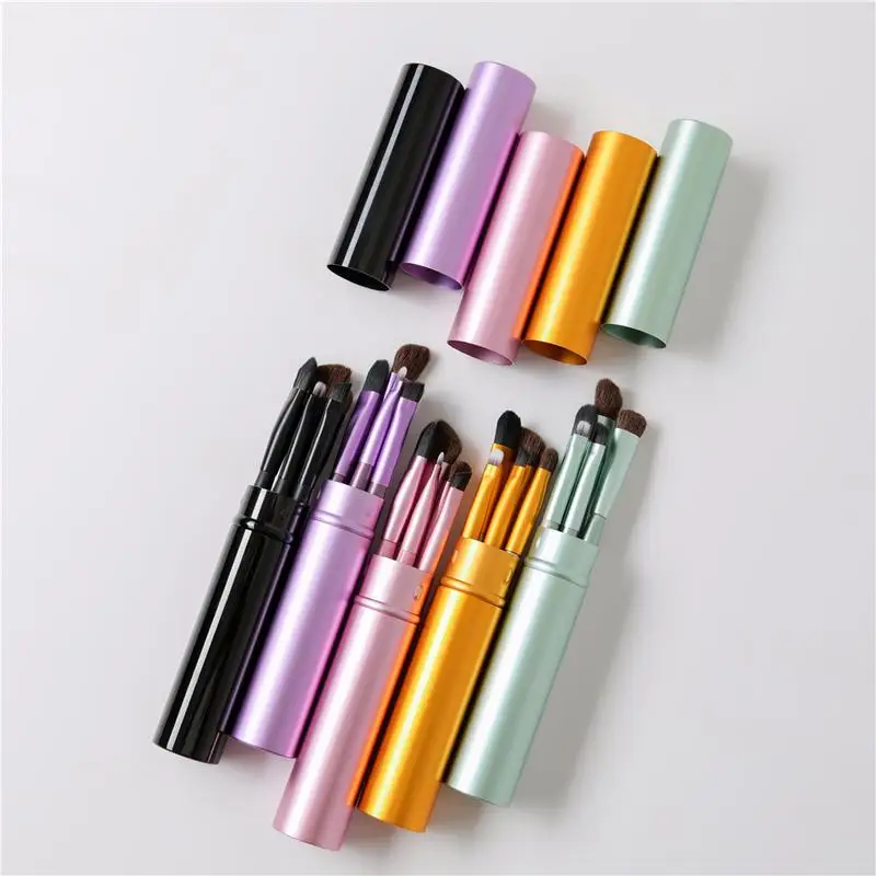 5pcs Travel Portable Mini Eye Makeup Brushes Set Reals Eyeshadow Eyeliner Eyebrow Brush Kit