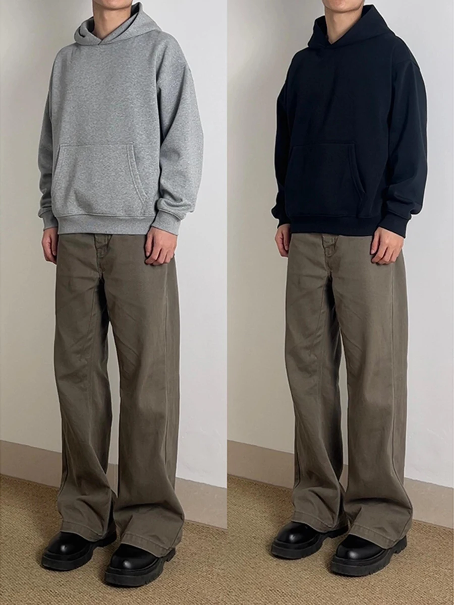 

Мужские прямые джинсы Browan Fce с подкладкой, осенне-зимние, в американском стиле, свободного кроя, длинные брюки