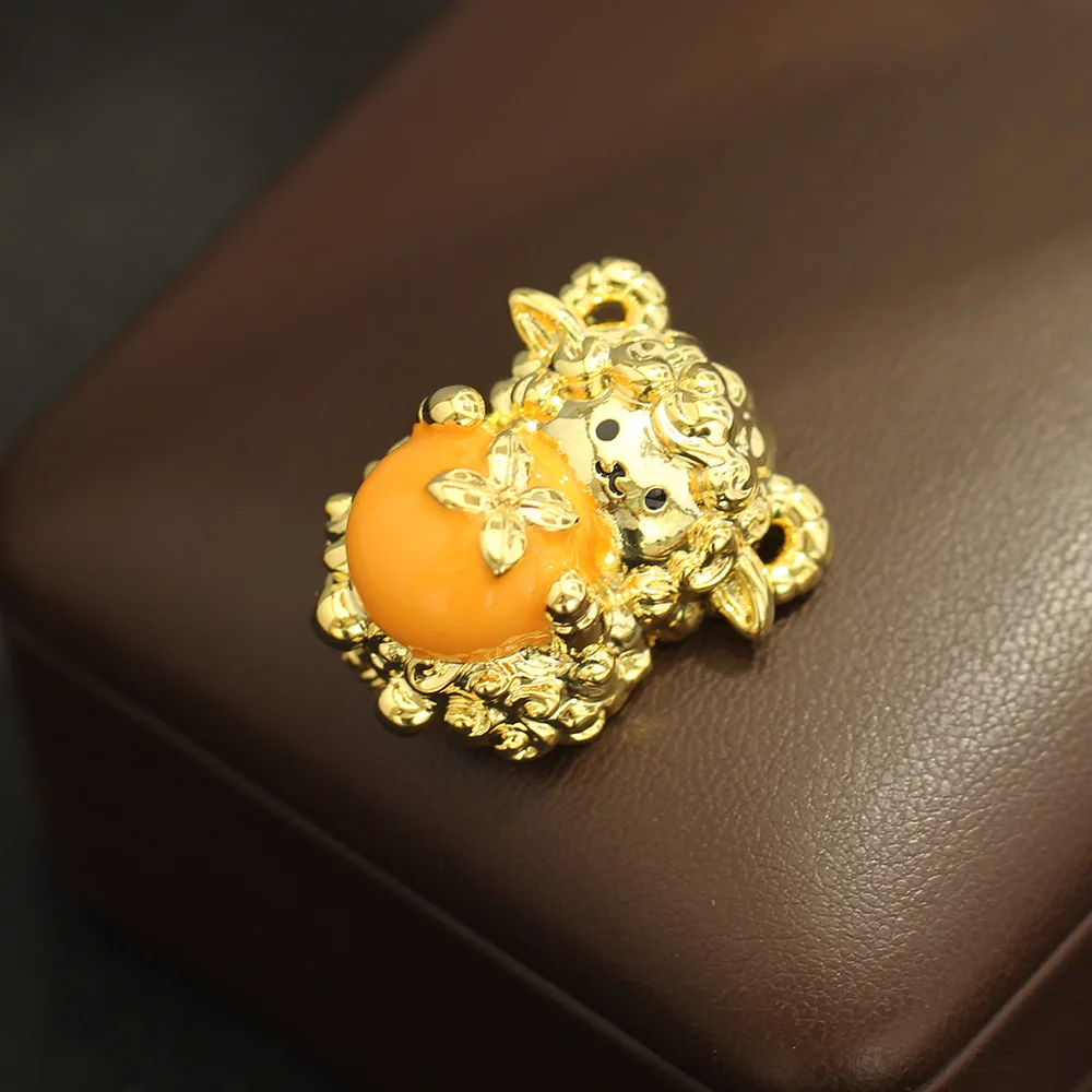 Cute Zodiac Sheep Brooch Gold Cartoon Lamb Pin All Things Good Luck Persimmon Auspicious Lapel Pin