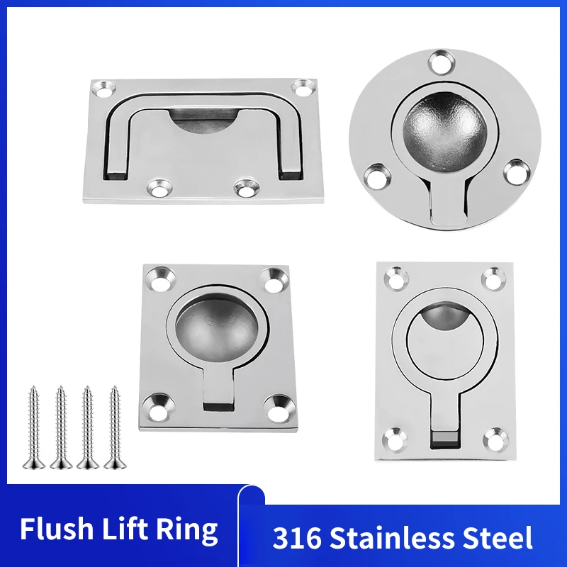 

316 Stainless Steel Marine Recessed Deck Hatch Locker Flush Pull Lift Handle Ring Door Knobs Handles Pull Ring Boat Hardware