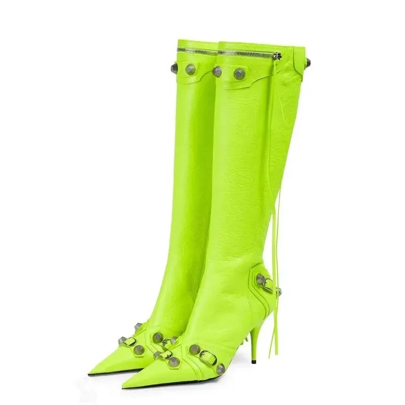 

2023 New Women Pointed Toe Thin High Heels Long Boots Fashion Over Knee Boots European and American Party Boots Size 46